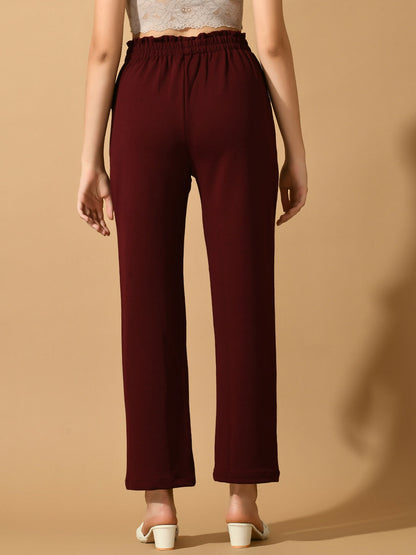 Myshka Women's Violet Straight Fit Party Trouser - Distacart