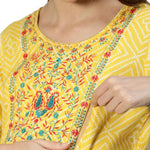 Thumbnail for Anubhutee Women's Cotton Knee-Length Ethnic Motifs Maternity A-Line Midi Yellow Dress - Distacart