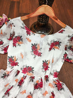 Thumbnail for Preksha Creation Georgette Floral Printed Women White Short Gown - Distacart