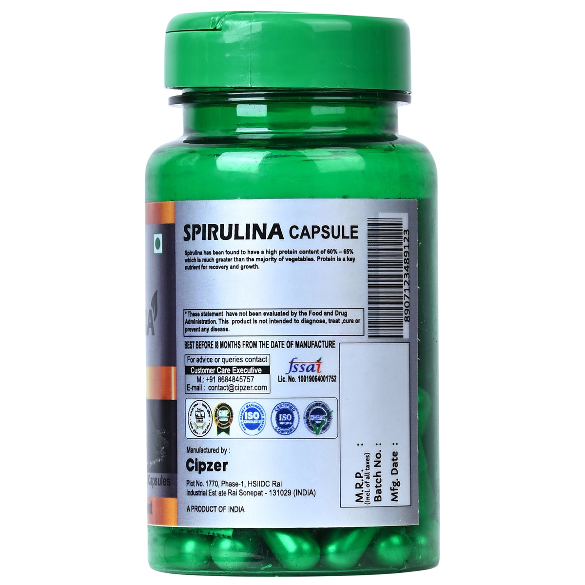 Cipzer Spirulina Capsules - Distacart