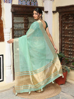 Thumbnail for Shree Shyam Fashion Sea Green Cotton Saree - Distacart