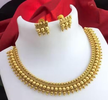 Jewel City Elegant Gold-Tone Beaded Choker Necklace Set for Women – Traditional Ethnic Jewelry with Earrings, Bridal & Party Wear - Distacart