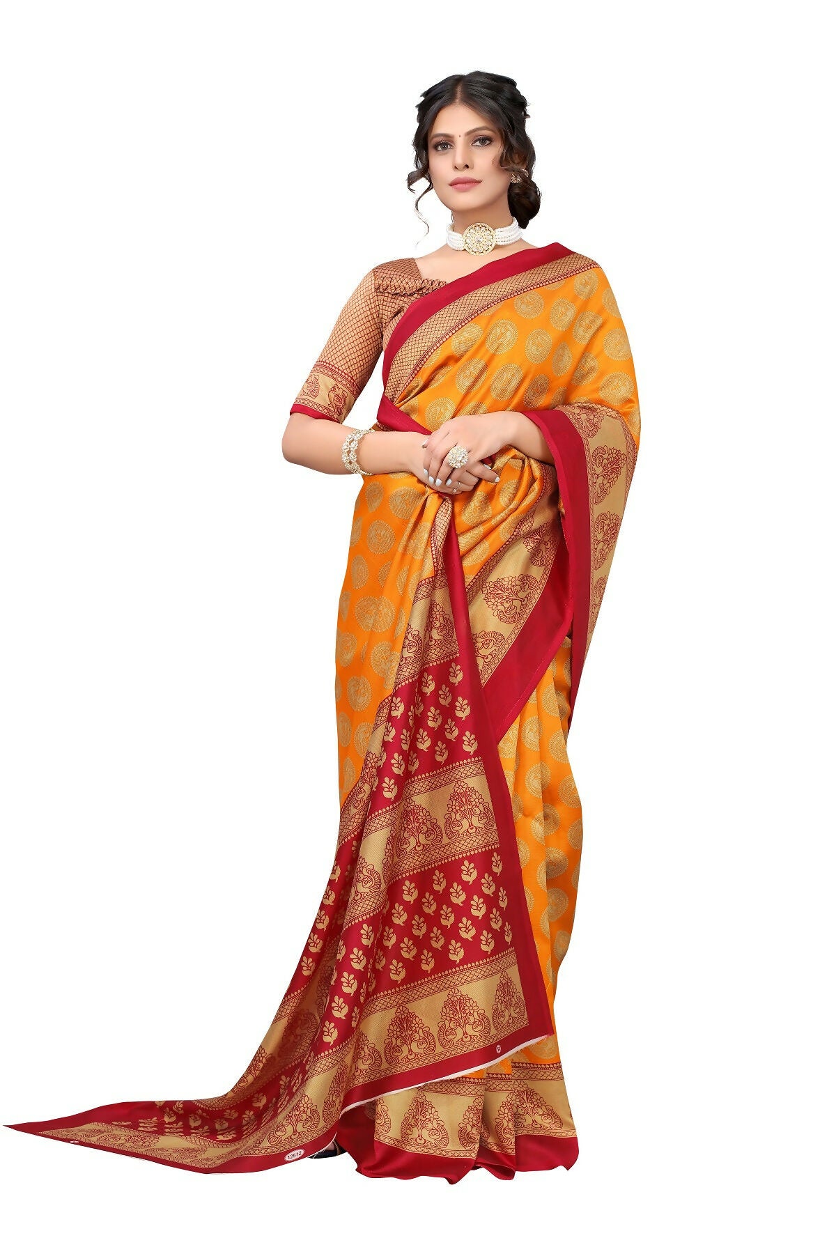 Vamika mustard Printed Art Silk Saree - Distacart
