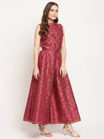 Thumbnail for Ahalyaa Women Burgundy Floral Printed Regular Top with Palazzos - Distacart