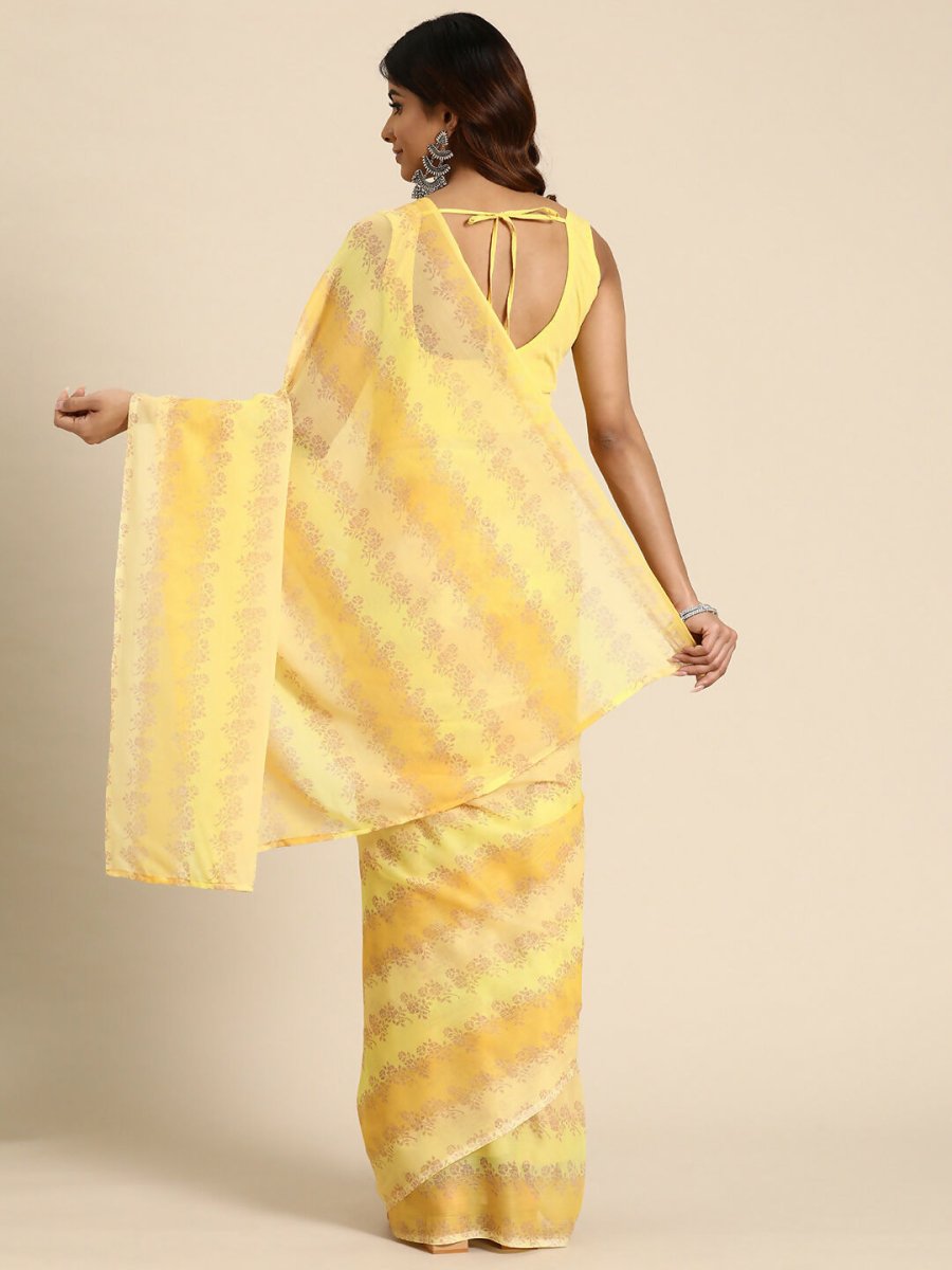 Ahalyaa Women's Traditional Semi Stitch Saree - Yellow - Distacart