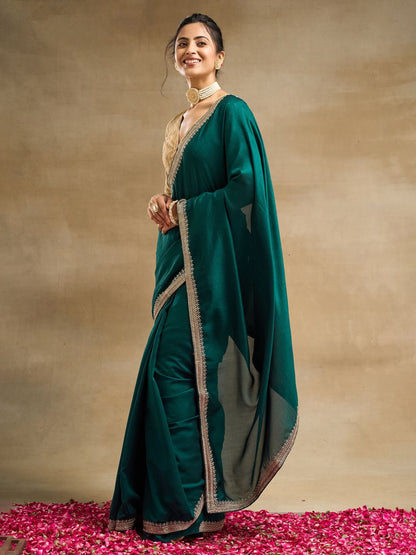 kasee Solid Embroidered Art Silk Saree - Distacart