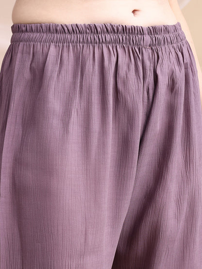 Hand Embroidered & Painted Kurta With Pant, Lavender - Hiral Fashion - Distacart