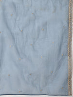 Thumbnail for Sequin Embroidered Kurta With Pant & Embroidered Organza Dupatta, Teal - Hiral Fashion - Distacart