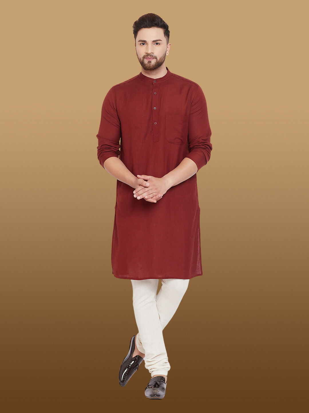 Even Apparels Men's Pure Cotton Maroon Kurta - Distacart