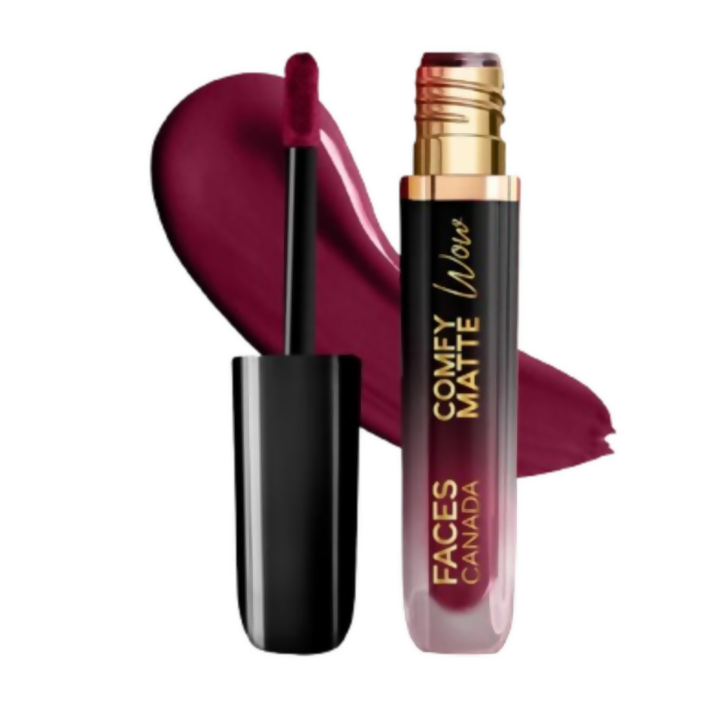 Faces Canada Comfy Matte Wow Liquid Lipstick - Plum Passion 04 - Distacart