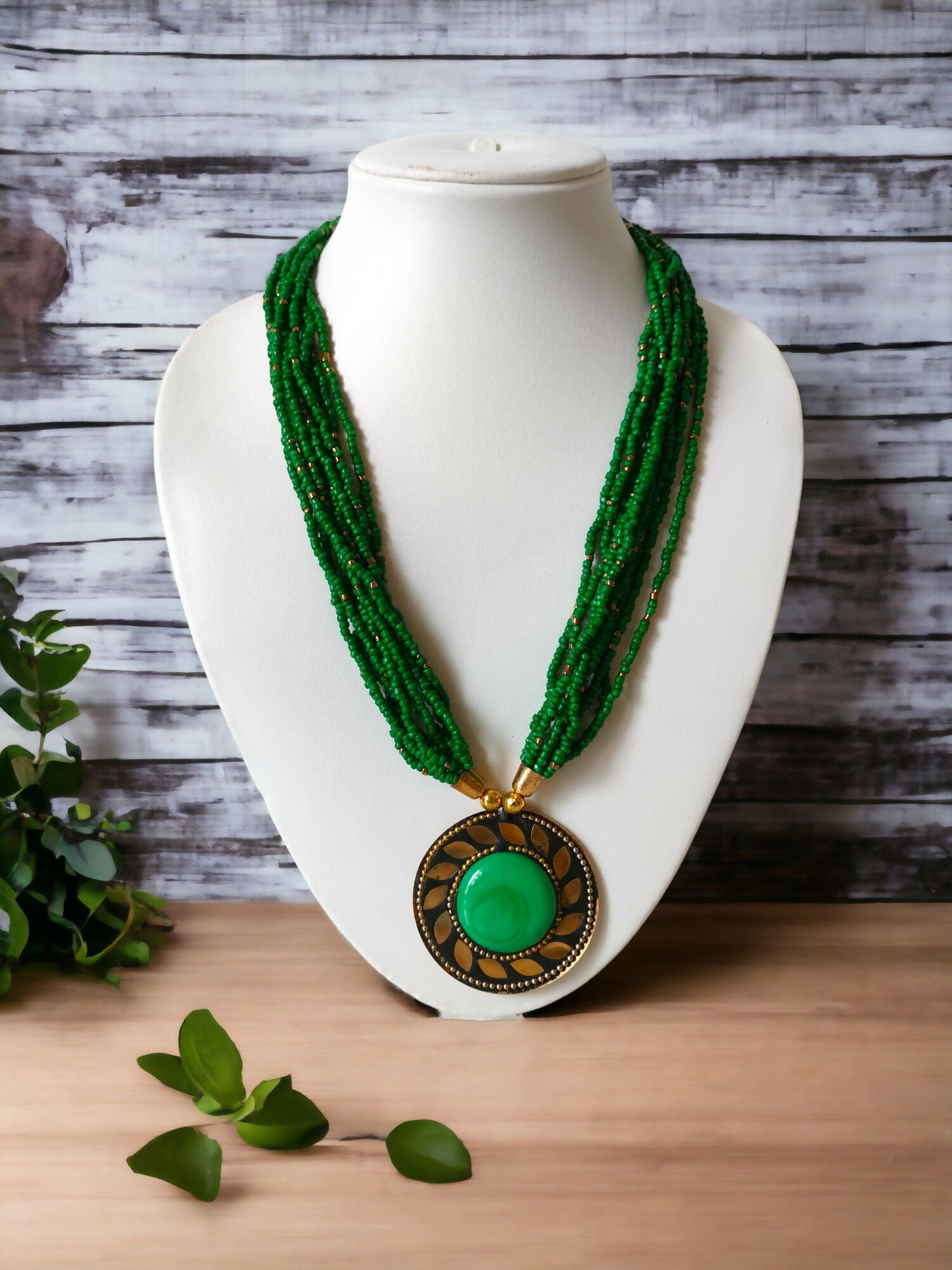 Inhanns Everyday Statement Beaded Pendant Necklace - Green - Distacart