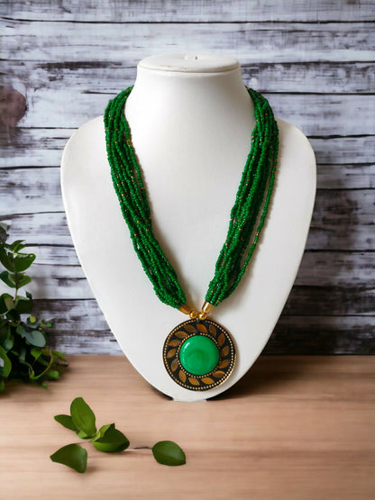 Inhanns Everyday Statement Beaded Pendant Necklace - Green - Distacart