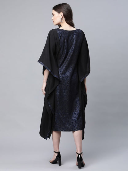 Ahalyaa Women Black Crepe Glitter Printed Kaftan Kurta - Distacart