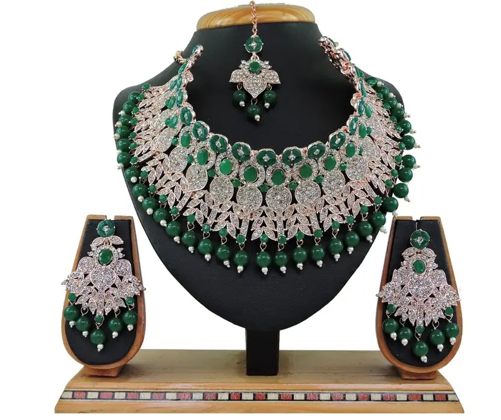 Jewel City Beads Choker Necklace Set with Earrings for Women – Silver-Tone Bridal & Party Wear Jewelry - Distacart