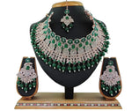 Thumbnail for Jewel City Beads Choker Necklace Set with Earrings for Women – Silver-Tone Bridal & Party Wear Jewelry - Distacart