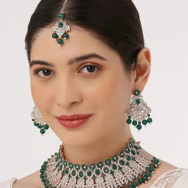 Jewel City Beads Choker Necklace Set with Earrings for Women – Silver-Tone Bridal & Party Wear Jewelry - Distacart