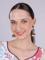 Thumbnail for Jewel City Vibrant Multicolor Traditional Jhumka Earrings for Women & Girls | Handcrafted Ethnic Gold-Plated Dangler Jewelry - Distacart