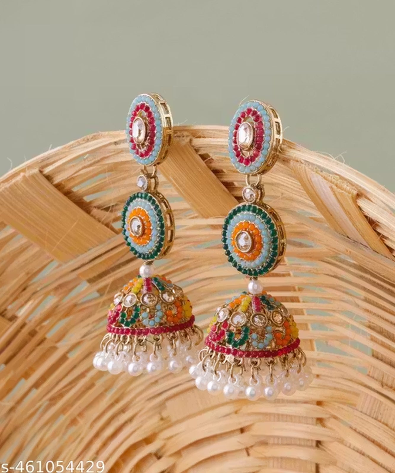 Jewel City Vibrant Multicolor Traditional Jhumka Earrings for Women & Girls | Handcrafted Ethnic Gold-Plated Dangler Jewelry - Distacart