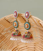 Thumbnail for Jewel City Vibrant Multicolor Traditional Jhumka Earrings for Women & Girls | Handcrafted Ethnic Gold-Plated Dangler Jewelry - Distacart