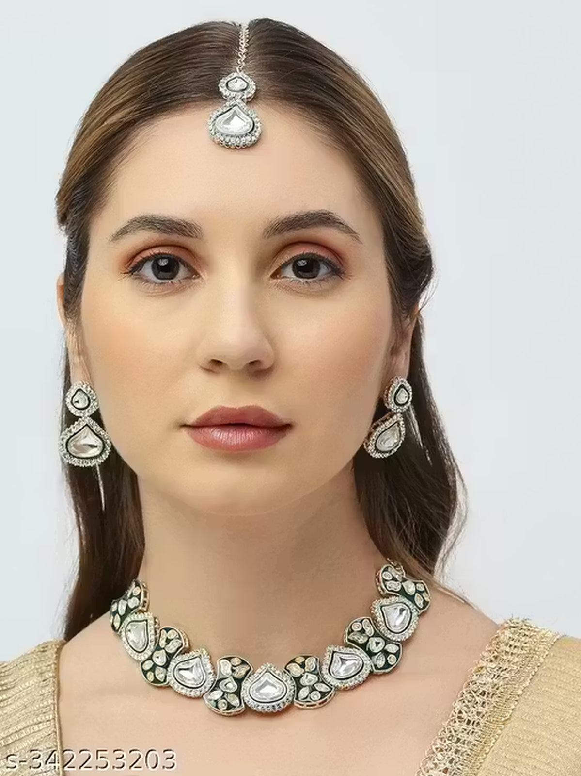 Jewel City Royal Kundan Choker Necklace Set with Earrings & Maang Tikka | Traditional Bridal & Festive Jewelry for Women - Distacart