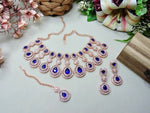 Thumbnail for Jewel City Rose Gold-Plated Necklace Set with Earrings & Maang Tikka for Women – Sparkling Bridal Party Jewelry - Distacart