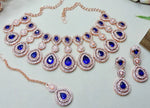 Thumbnail for Jewel City Rose Gold-Plated Necklace Set with Earrings & Maang Tikka for Women – Sparkling Bridal Party Jewelry - Distacart