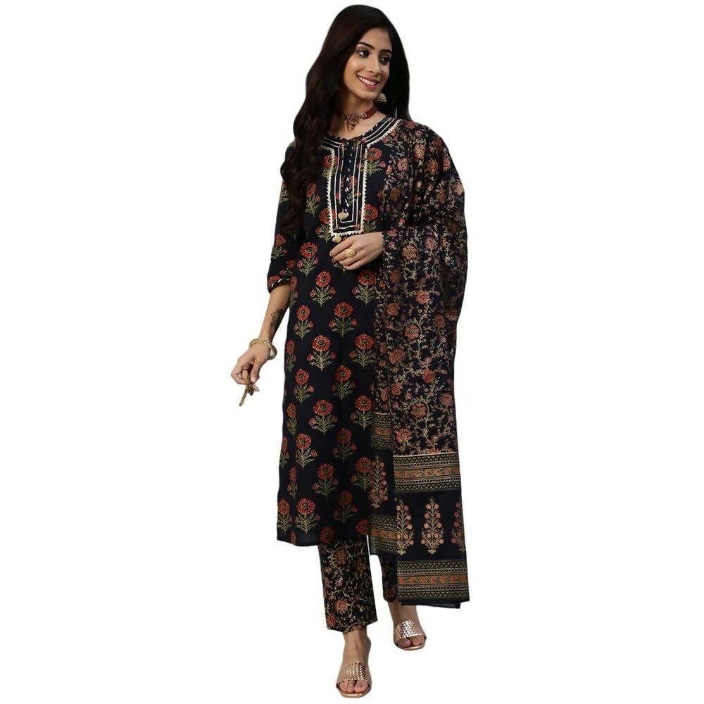 Anubhutee Women's Navy Kurta Churidar with Dupatta Set - Distacart