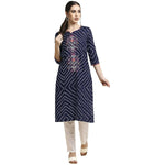 Thumbnail for Anubhutee Women's Rayon Regular Straight Navy Blue Kurta - Distacart