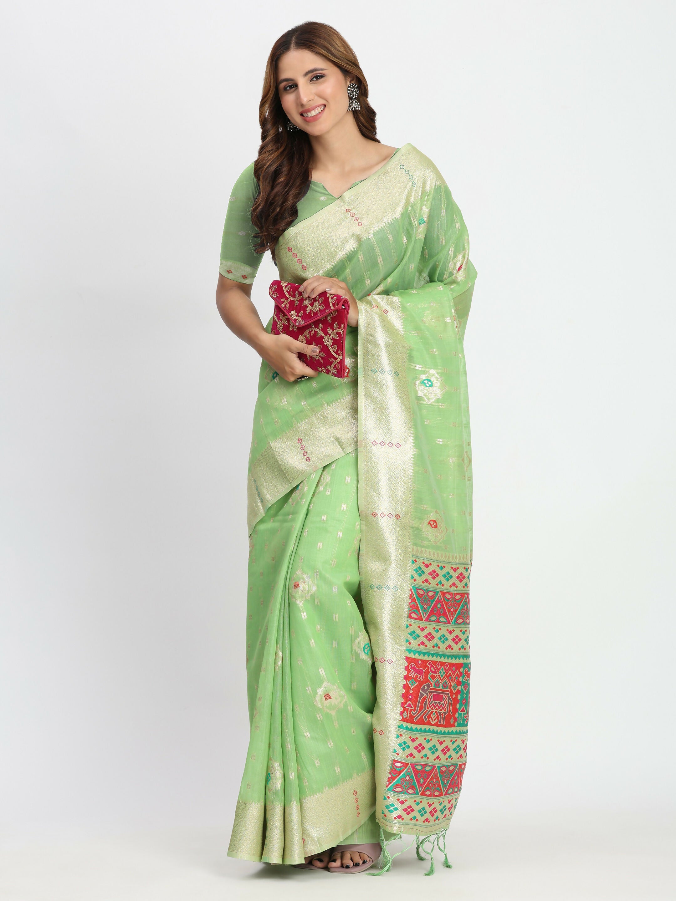 Astita Linen Cotton Light Green Saree