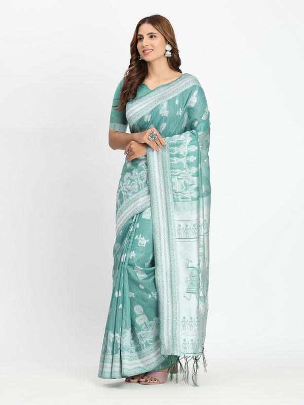 Astita Linen Cotton Mustard Saree