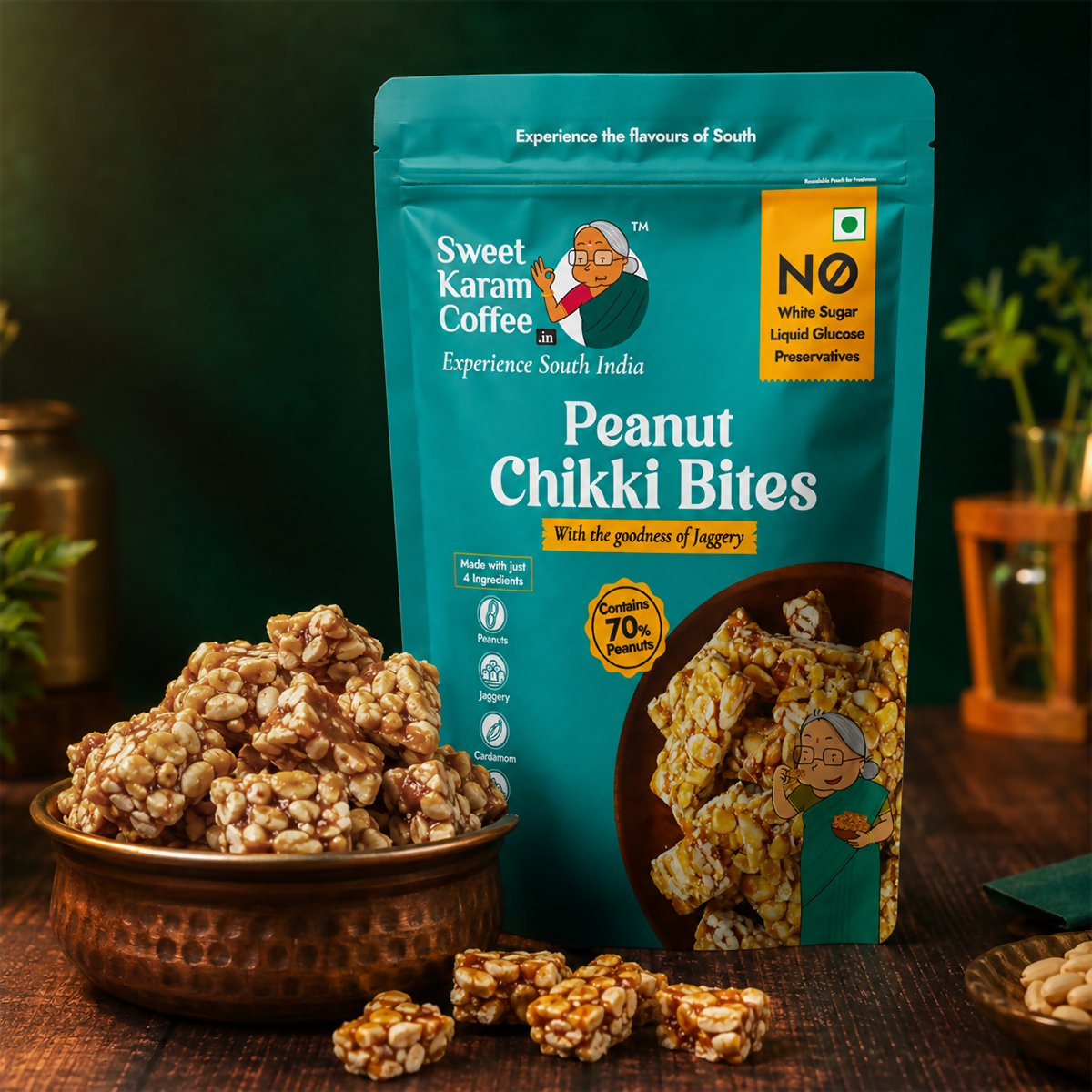 Sweet Karam Coffee Peanut Chikki - Dista