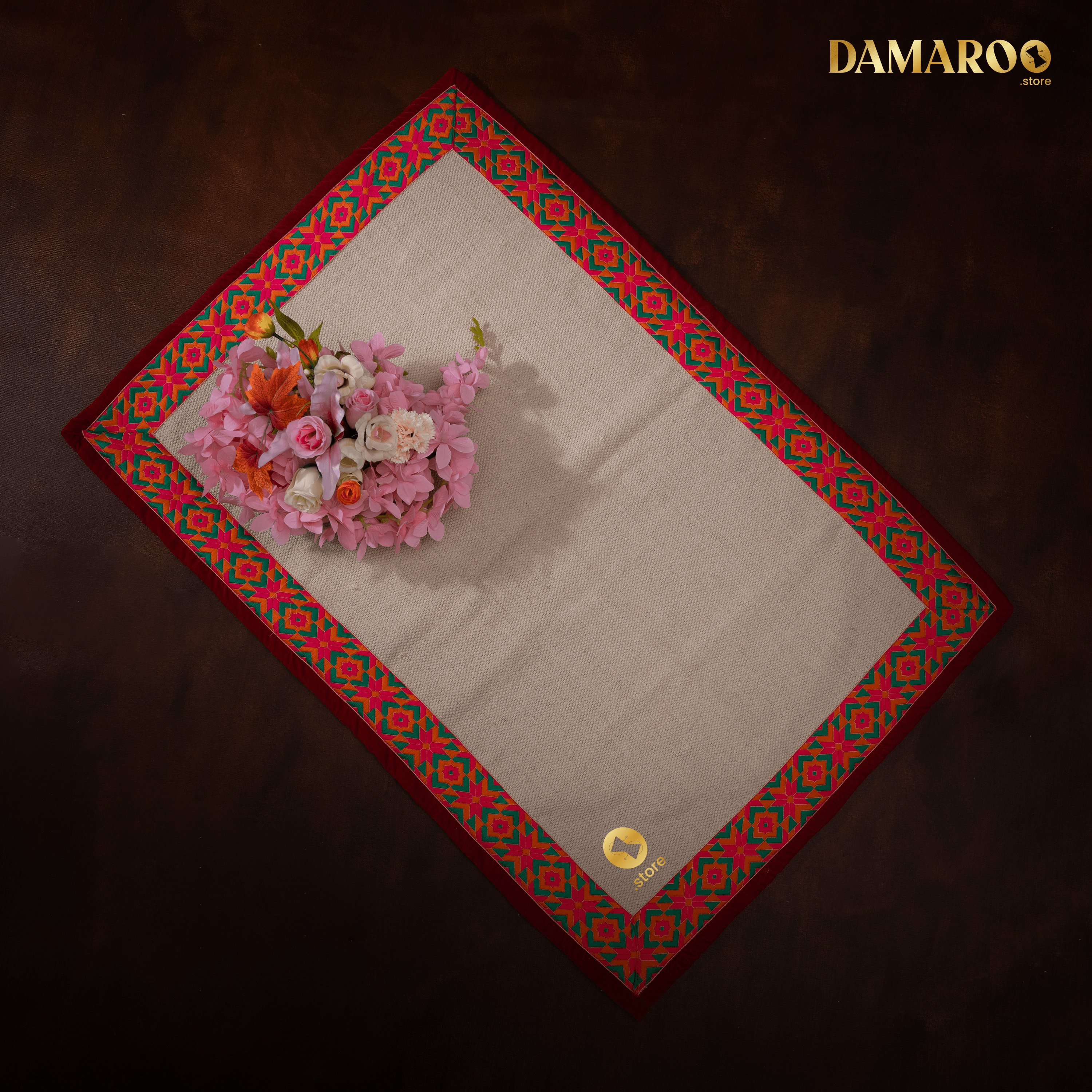 Damaroo 3x2 ft | Natural & Eco-Friendly Cotton Durry Aasan For Japa / Dhyaan - Pink - Distacart