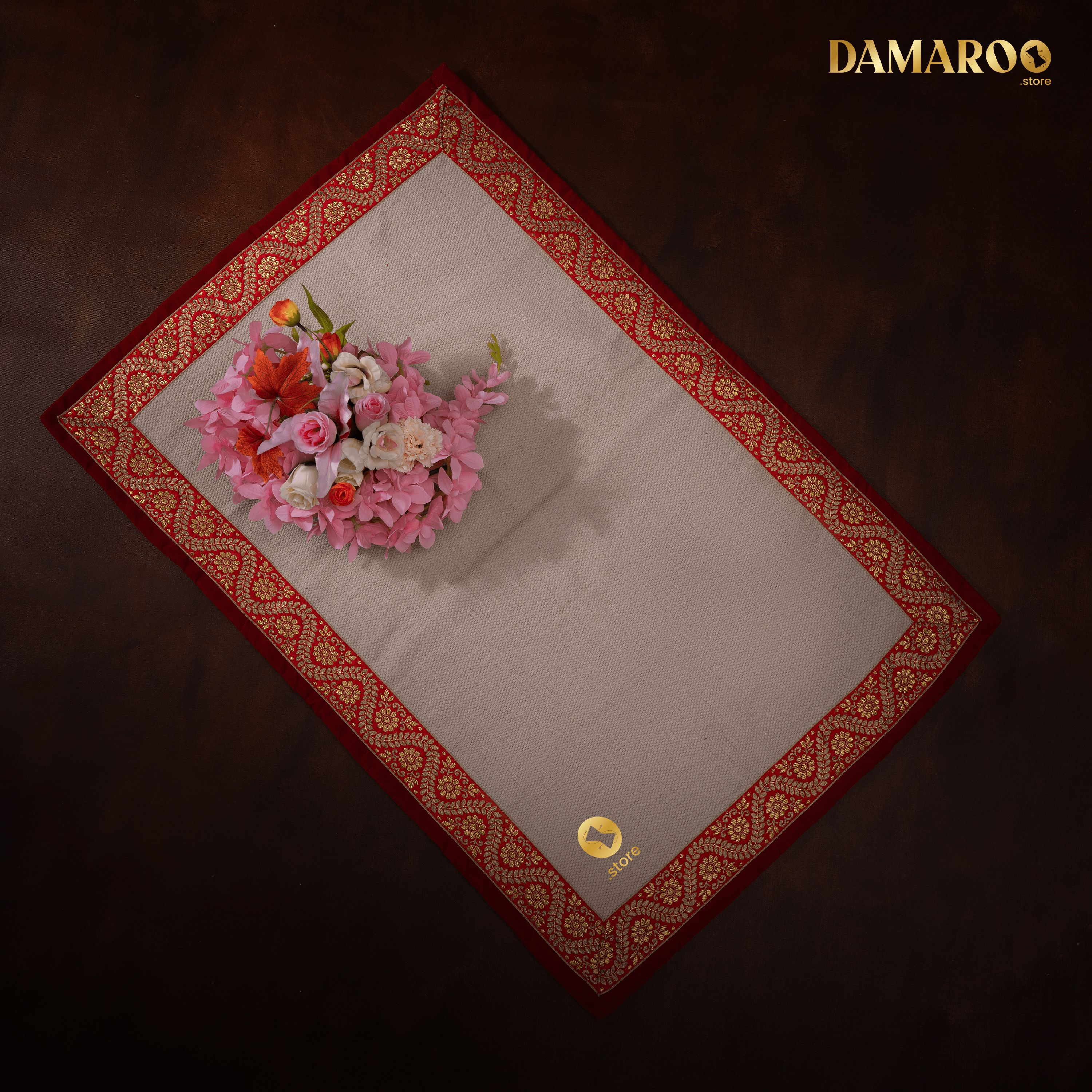 Damaroo 3x2 ft | Natural & Eco-Friendly Cotton Durry Aasan For Japa / Dhyaan - Red - Distacart