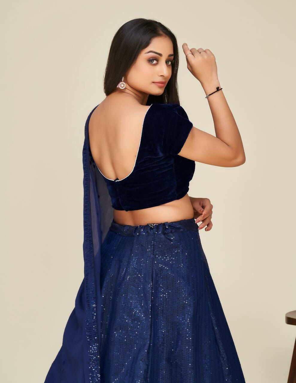 Jyoti Fashion Women's Blue Two Tone Tapeta Silk Sequins Designer Lehenga Choli Set - Distacart