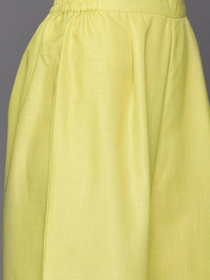 Ahalyaa Womens Yellow Cotton Digital Printed Kurta Palazzo Set - Distacart