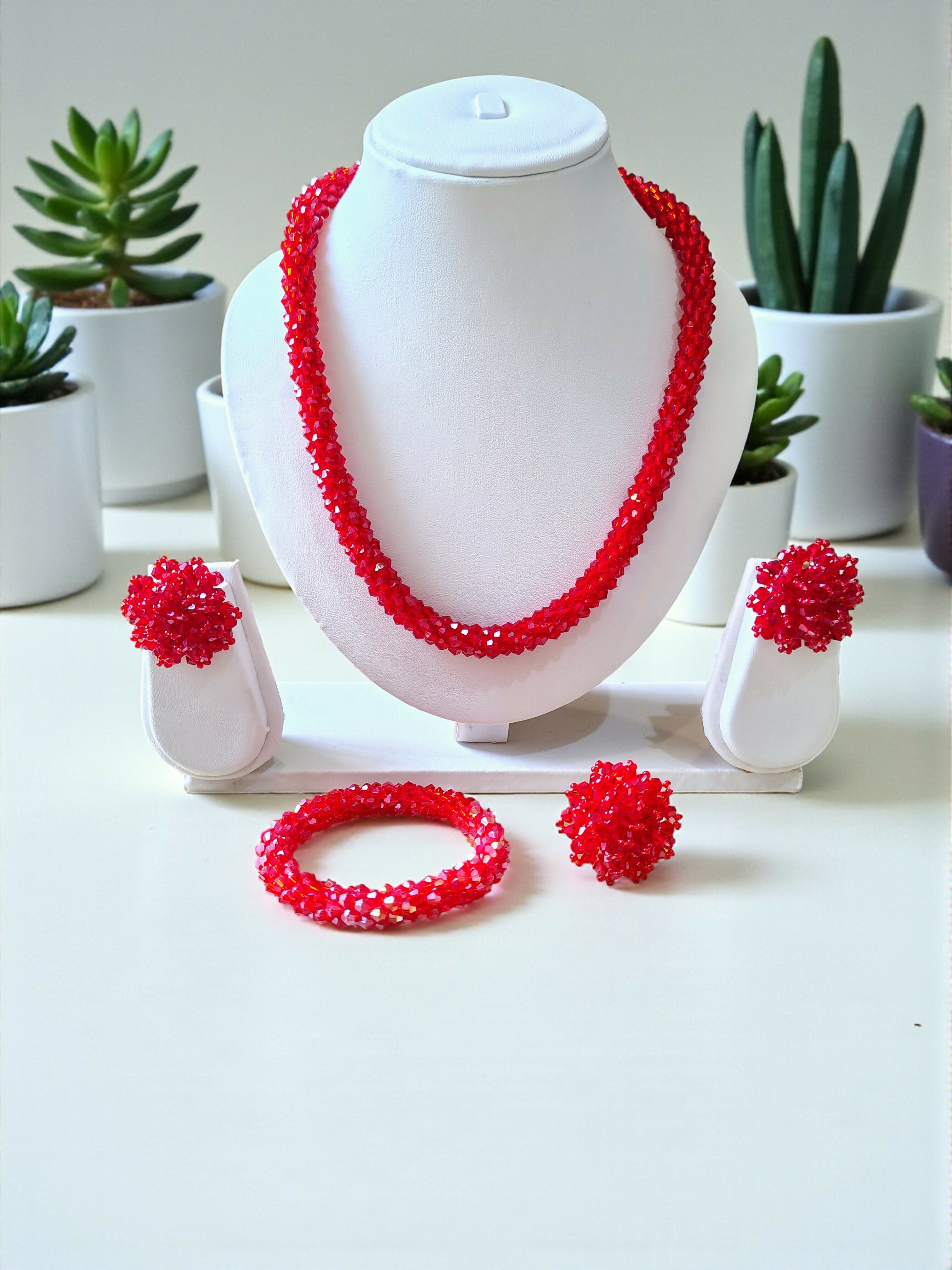 Inhanns Rangshine 4-In-1 Crystal Glam Set - Handmade - Red - Distacart