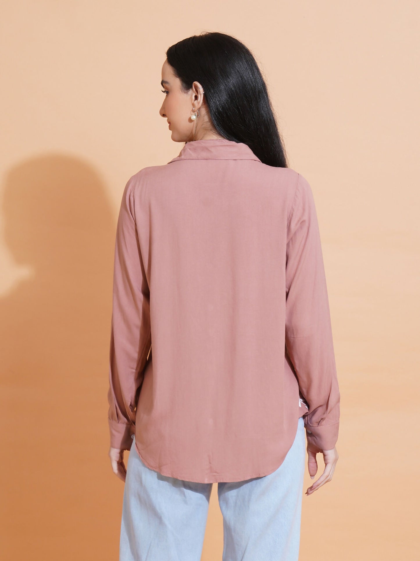 Pahnaz Modal Chikankari Handwork Shirt-Brown - Dista