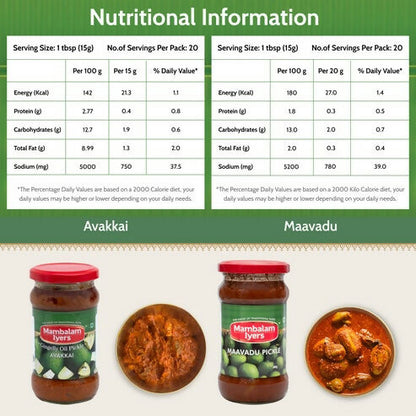 Mambalam Iyers Avakkai Pickle & Maavadu Pickle Combo - Distacart