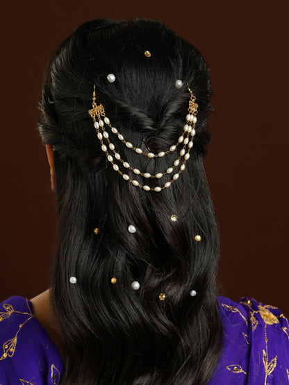 Ruby Raang Gold Pearl Hair Jewelry - Distacart