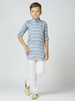 Thumbnail for Joban Fashion Kids Island Full Sleeves Cotton Kurta and Pyjama Set with Strip - Blue - Distacart