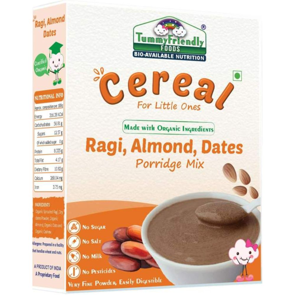 TummyFriendly Foods Organic Sprouted Ragi, Almonds, Dates Porridge Mix - Distacart