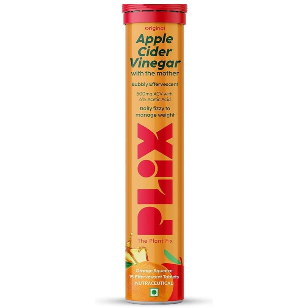 PLIX The Plant Fix Apple Cider Vinegar Effervescent Tablet with Mother - Orange Squeeze - Distacart
