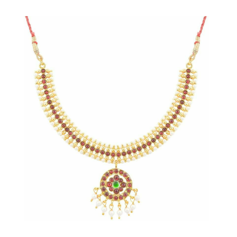 Elite trade Brass Gold Red Jewel Set - Distacart