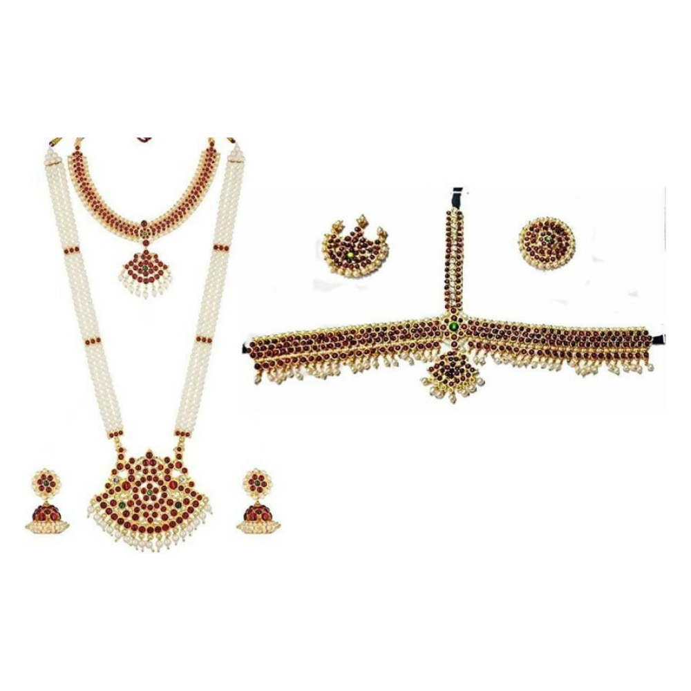Elite trade Brass Alloy Gold Red Jewel Set - Distacart