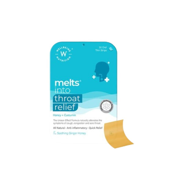 Wellbeing Nutrition Melts instant Throat Relief Oral Strips-Soothing Ginger Lemon Honey Flavor - Distacart