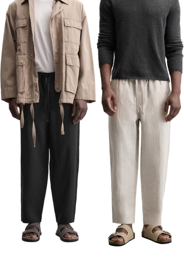 Fabmade Men’S Linen Pajama Combo – Beige & Black (Pack Of 2) - Distacart