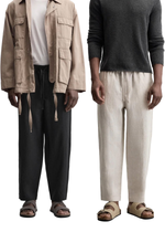 Thumbnail for Fabmade Men’S Linen Pajama Combo – Beige & Black (Pack Of 2) - Distacart