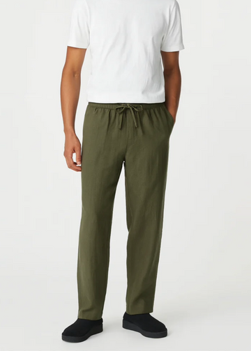 Fabmade Olive Green Cotton Linen Pajama For Men - Distacart