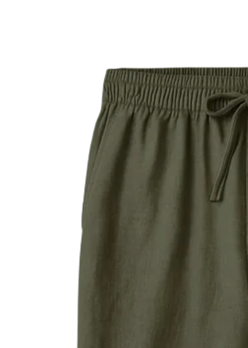 Fabmade Men’S Linen Pajama Combo – Olive & White (Pack Of 2) - Distacart
