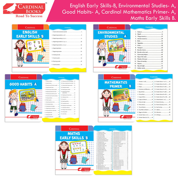 Cardinal Books Preschool Learning Junior KG (LKG) Kit C Set of 16| Ages 4-5 Years| Alphabet| Number| Rhymes and Stories| Phonic| Hindi Varnmala